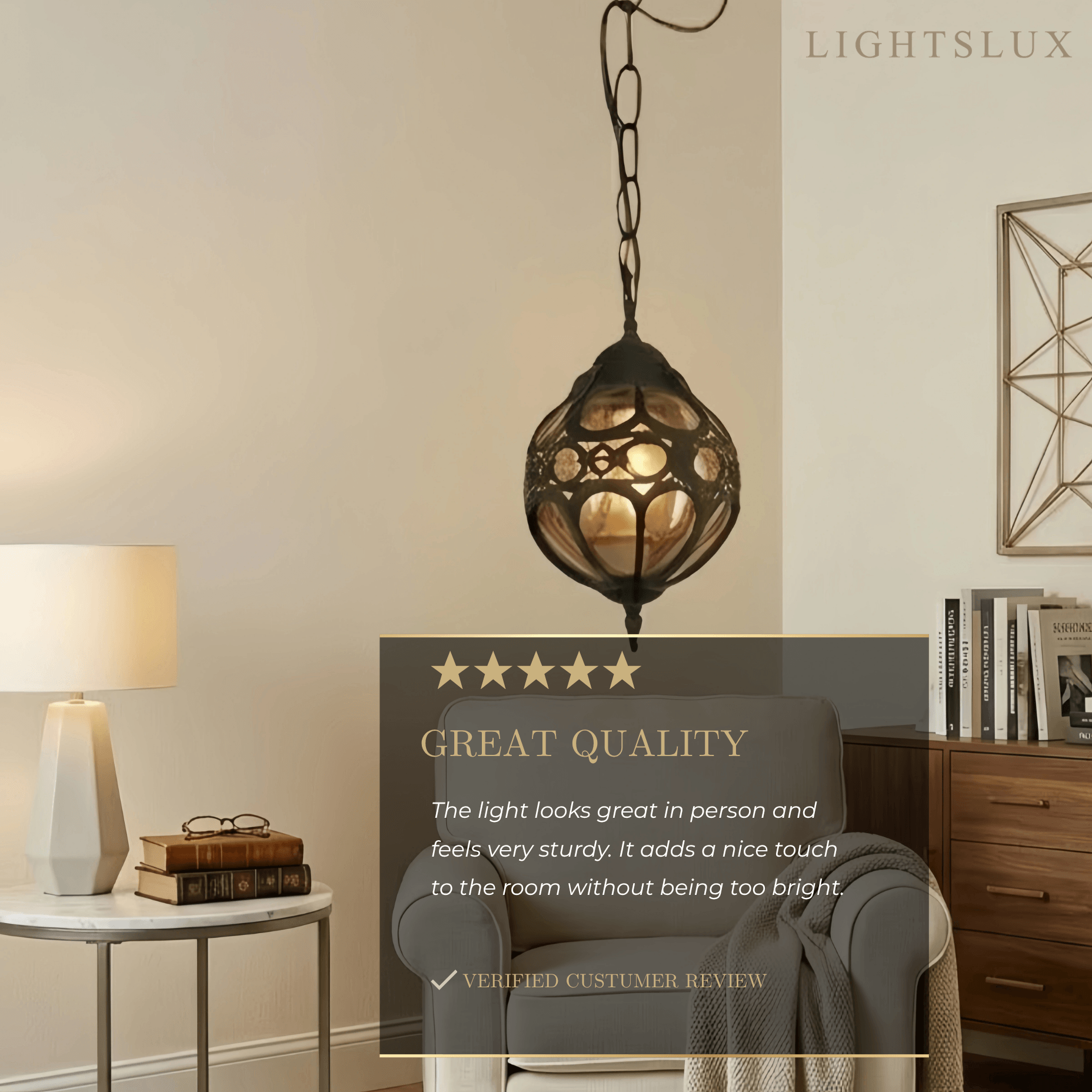 Lámpara colgante vintage - Metal negro/bronce para sala de estar - Flindria