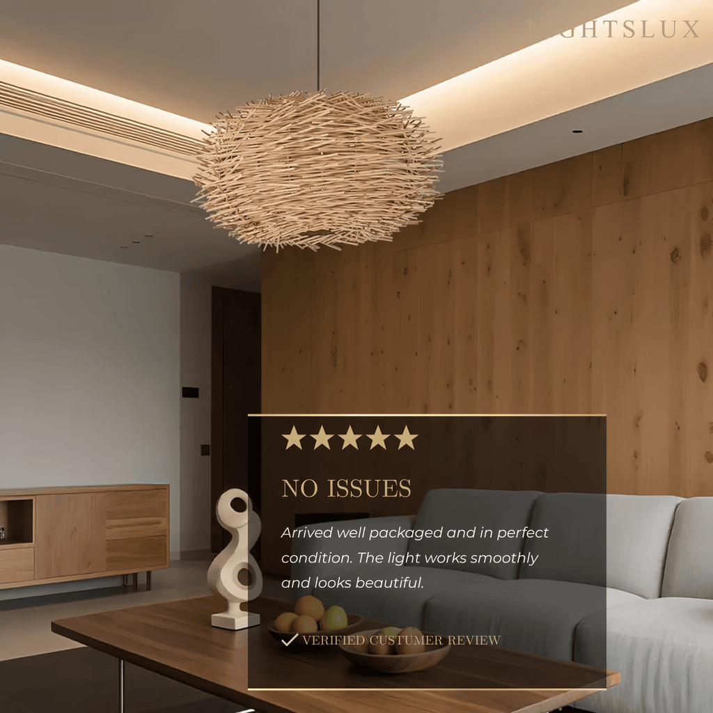 Farmhouse Globular Wood Pendant Light – Brown for Living Room - Flindria