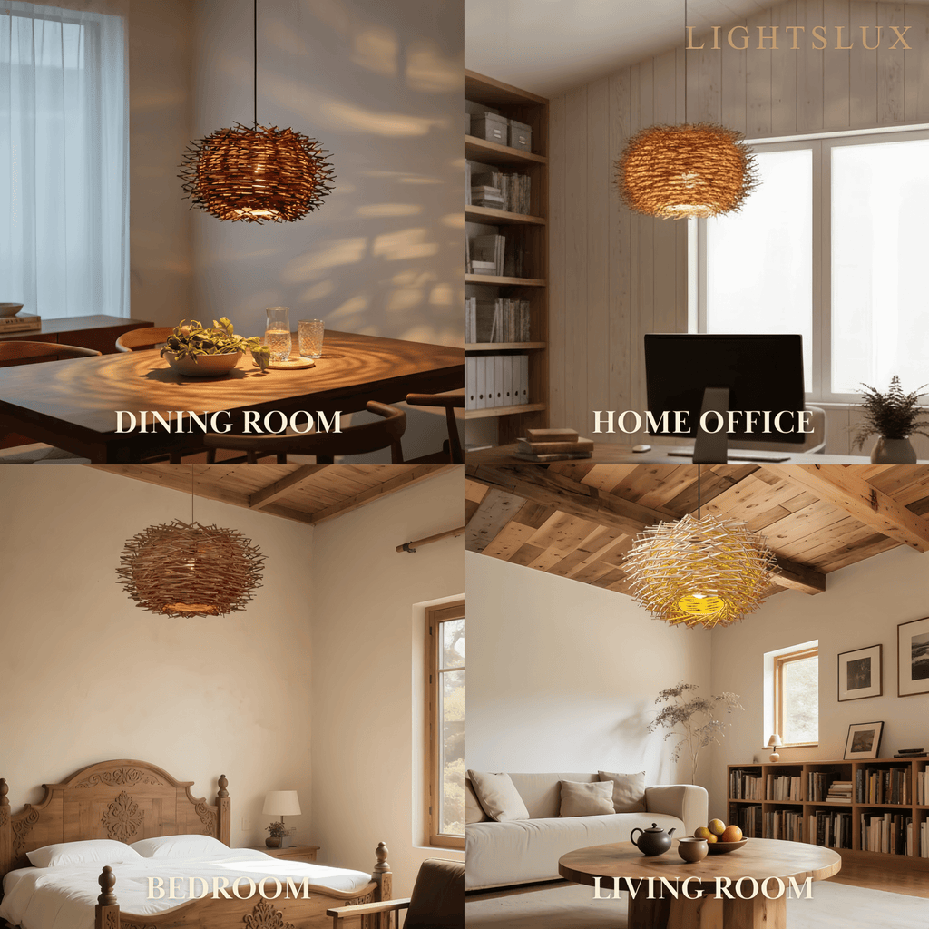 Farmhouse Globular Wood Pendant Light – Brown for Living Room - Flindria
