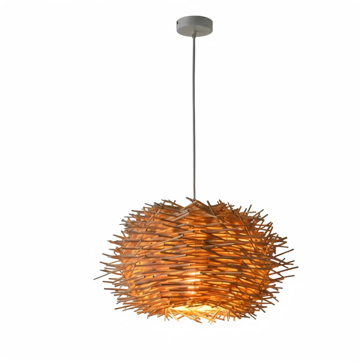 Farmhouse Globular Wood Pendant Light – Brown for Living Room - Flindria