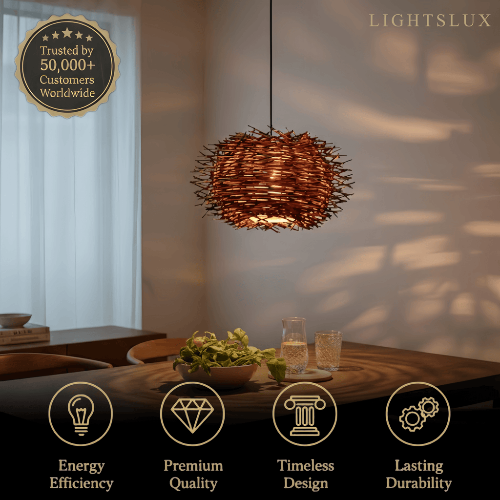Farmhouse Globular Wood Pendant Light – Brown for Living Room - Flindria
