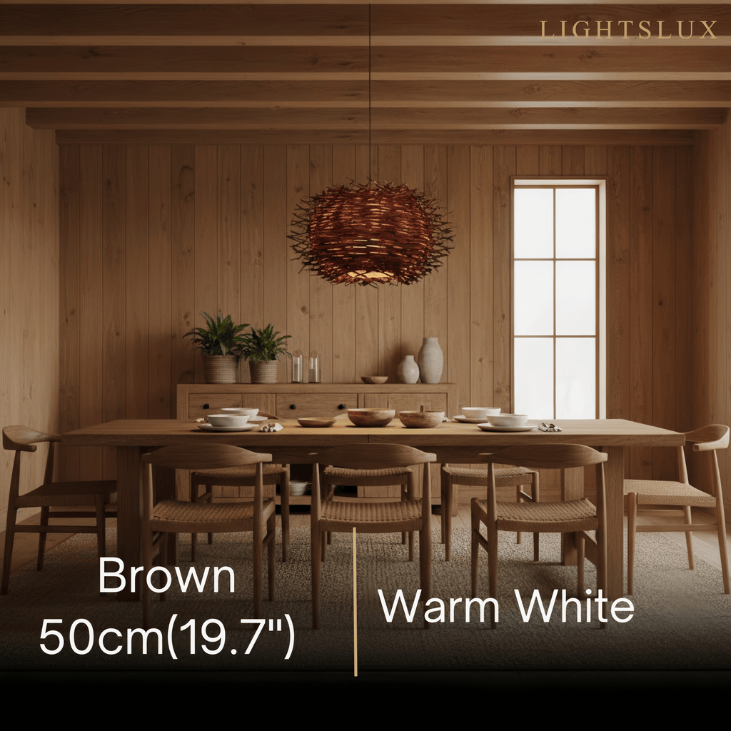 Farmhouse Globular Wood Pendant Light – Brown for Living Room - Flindria