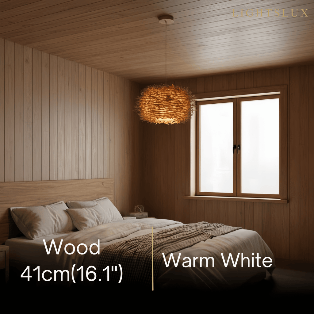 Farmhouse Globular Wood Pendant Light – Brown for Living Room - Flindria