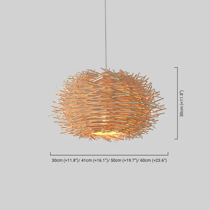 Farmhouse Globular Wood Pendant Light – Brown for Living Room - Flindria