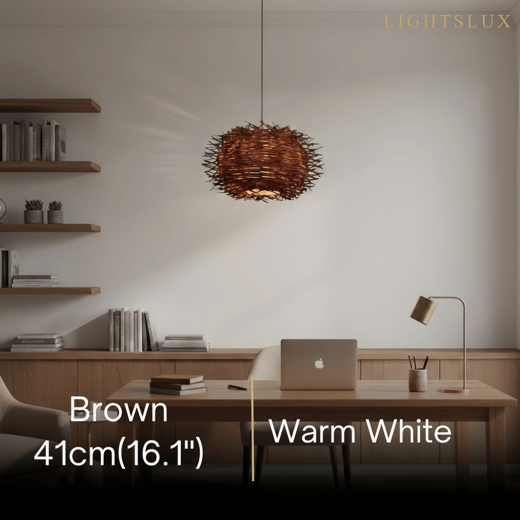 Farmhouse Globular Wood Pendant Light – Brown for Living Room - Flindria