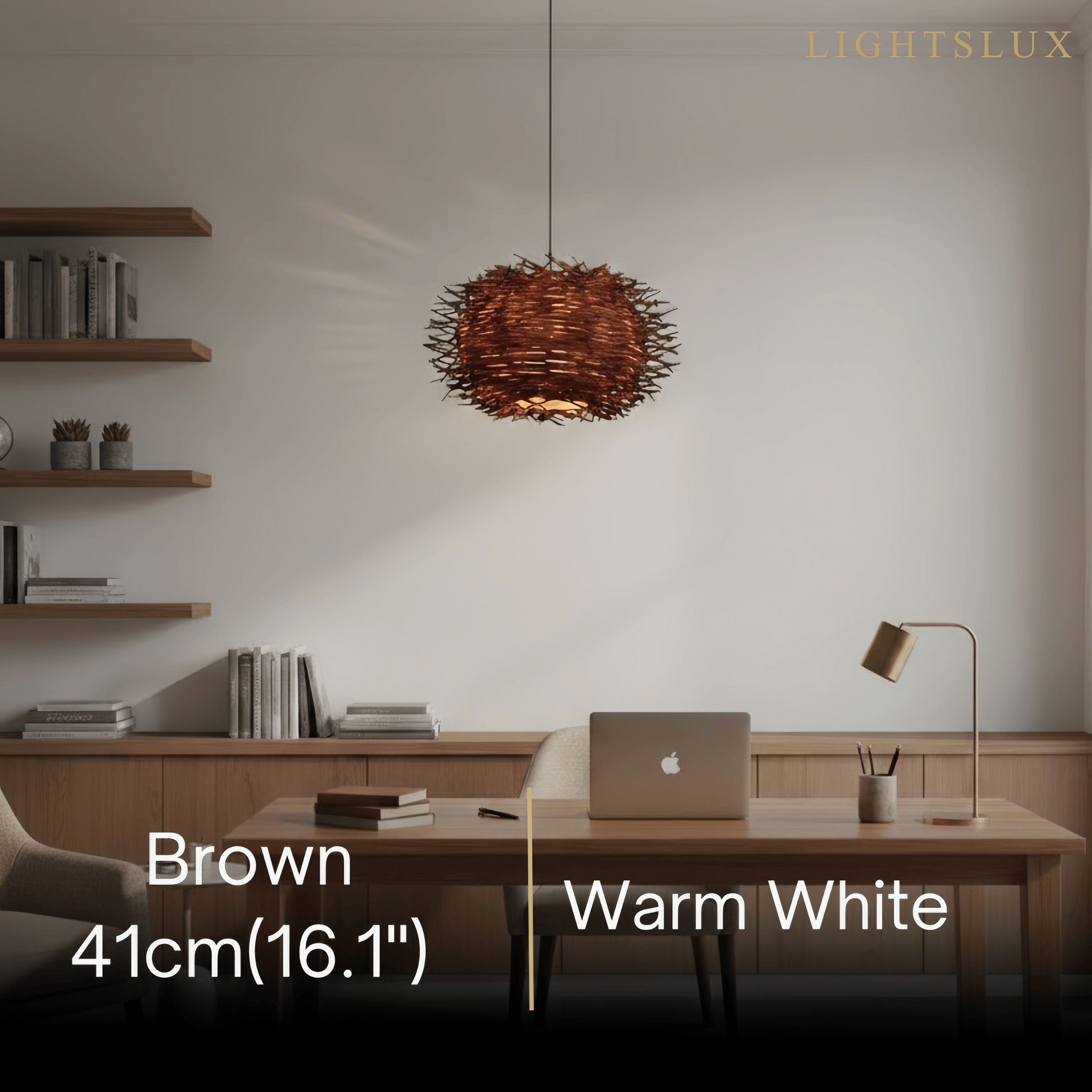Farmhouse Globular Wood Pendant Light – Brown for Living Room - Flindria