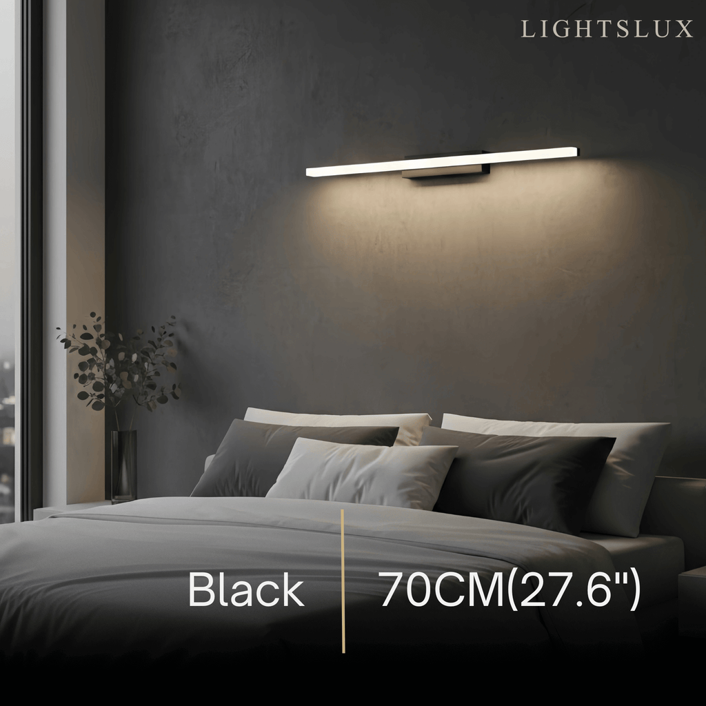 Minimalist Linear Vanity Wall Lamp – IP44 Metal in Black/Chrome Bathroom - Flindria