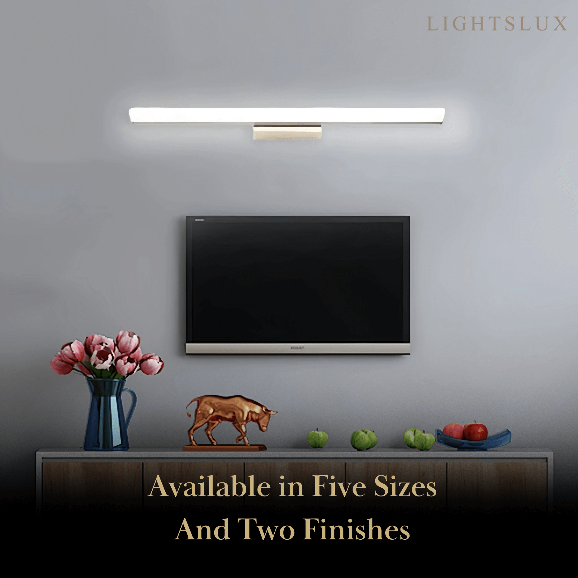 Minimalist Linear Vanity Wall Lamp – IP44 Metal in Black/Chrome Bathroom - Flindria