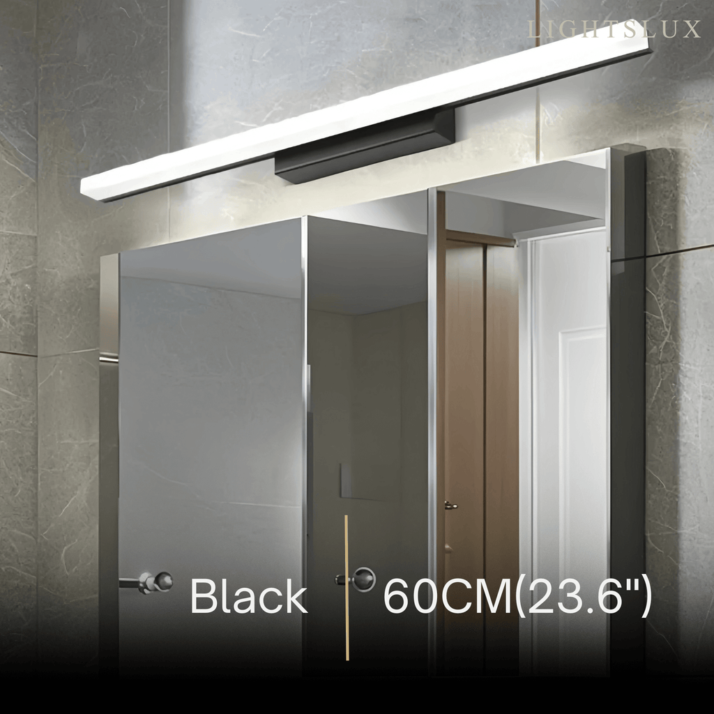 Minimalist Linear Vanity Wall Lamp – IP44 Metal in Black/Chrome Bathroom - Flindria