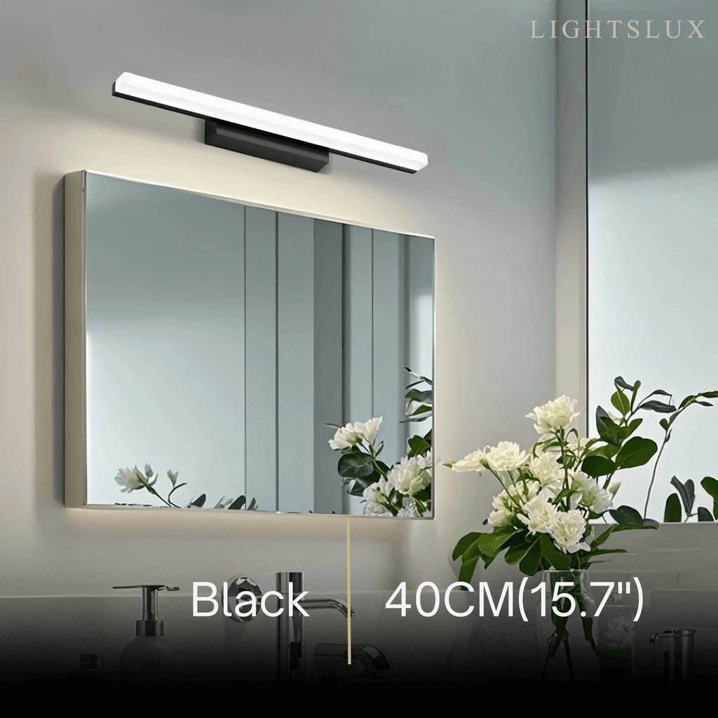 Minimalist Linear Vanity Wall Lamp – IP44 Metal in Black/Chrome Bathroom - Flindria