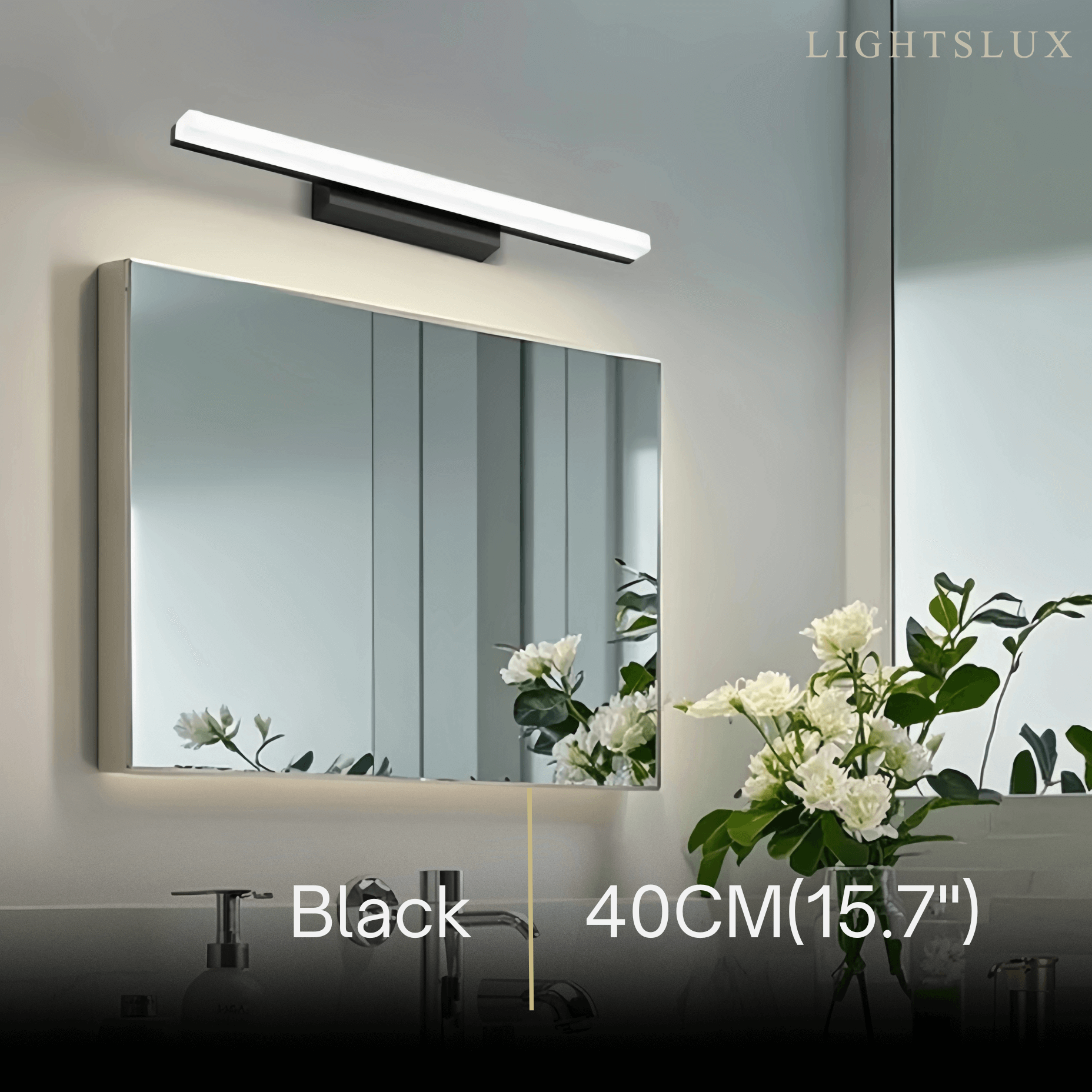 Minimalist Linear Vanity Wall Lamp – IP44 Metal in Black/Chrome Bathroom - Flindria