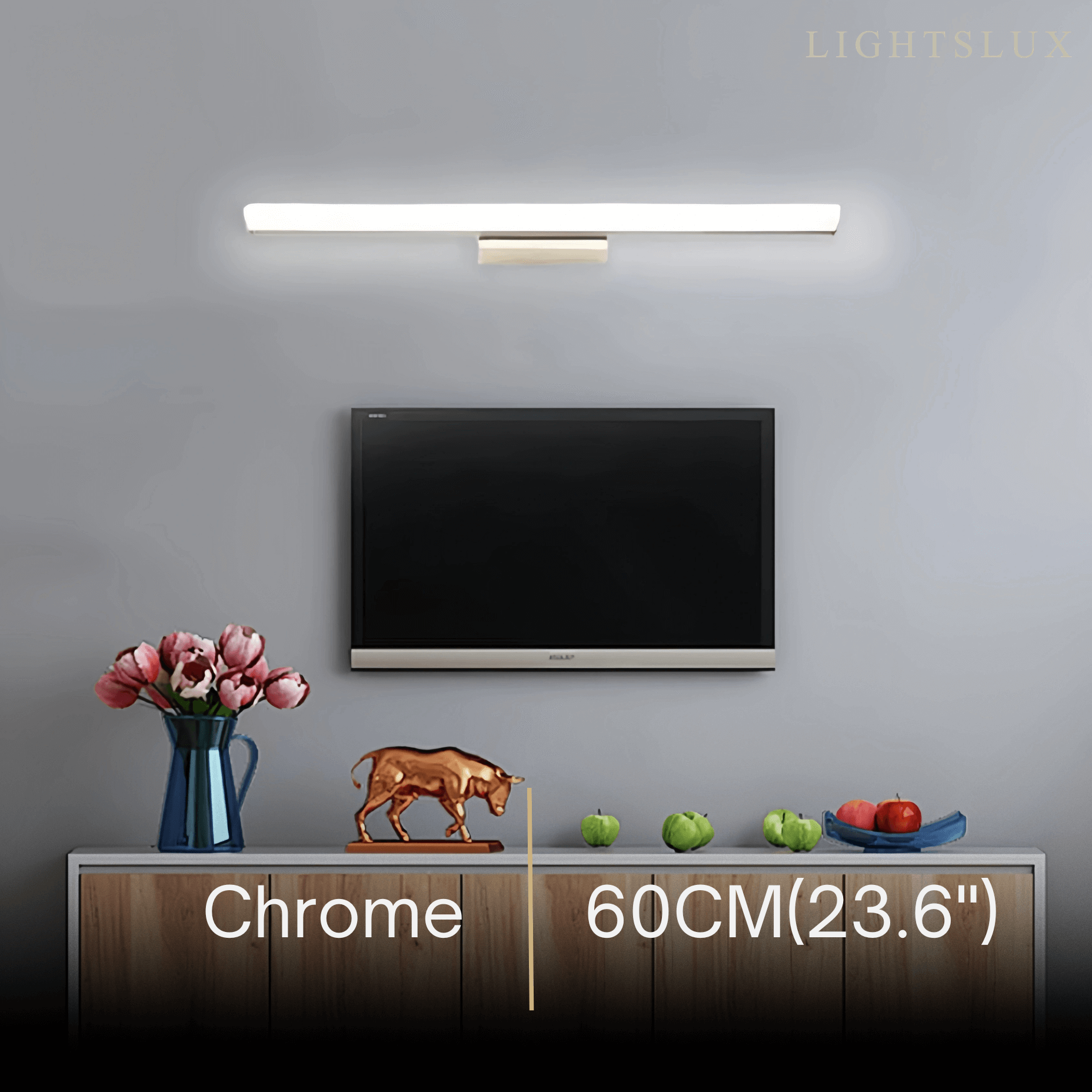Minimalist Linear Vanity Wall Lamp – IP44 Metal in Black/Chrome Bathroom - Flindria