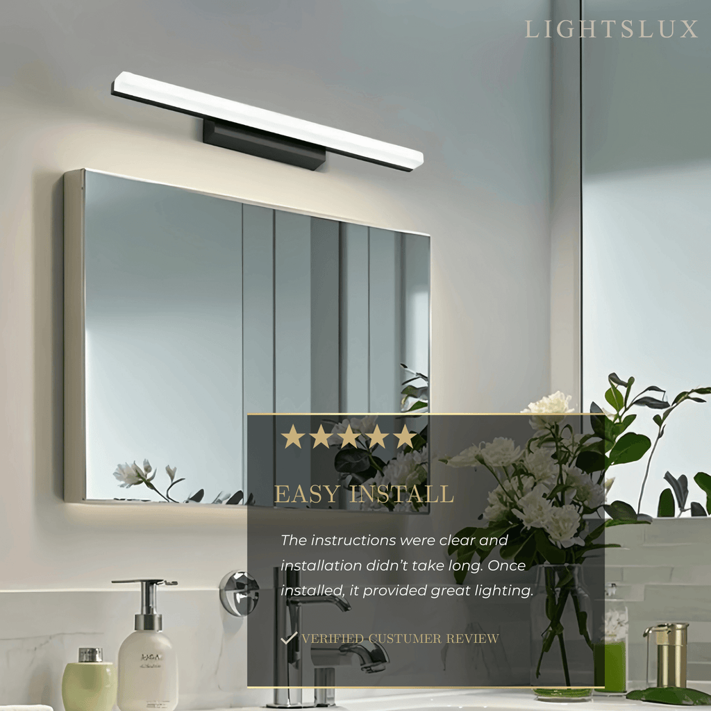 Minimalist Linear Vanity Wall Lamp – IP44 Metal in Black/Chrome Bathroom - Flindria