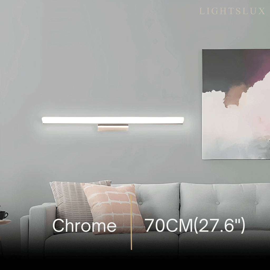 Minimalist Linear Vanity Wall Lamp – IP44 Metal in Black/Chrome Bathroom - Flindria