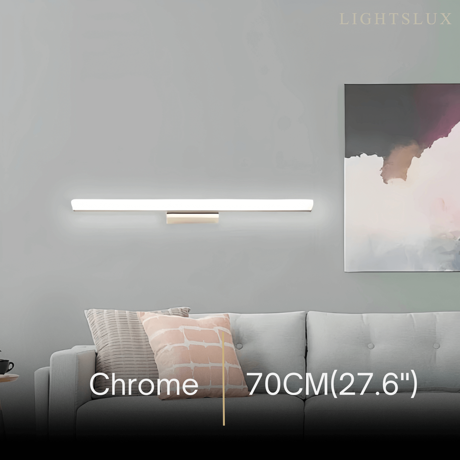 Minimalist Linear Vanity Wall Lamp – IP44 Metal in Black/Chrome Bathroom - Flindria