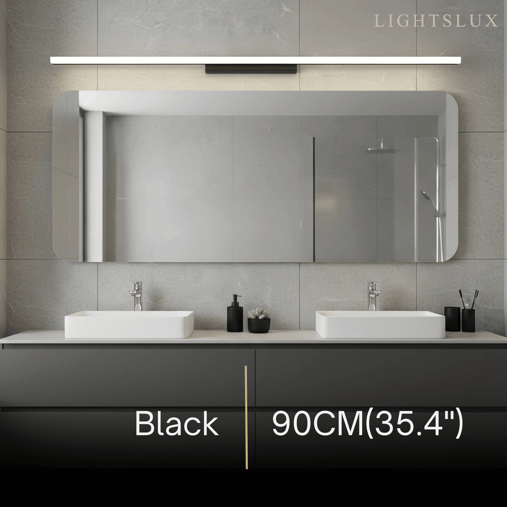 Minimalist Linear Vanity Wall Lamp – IP44 Metal in Black/Chrome Bathroom - Flindria