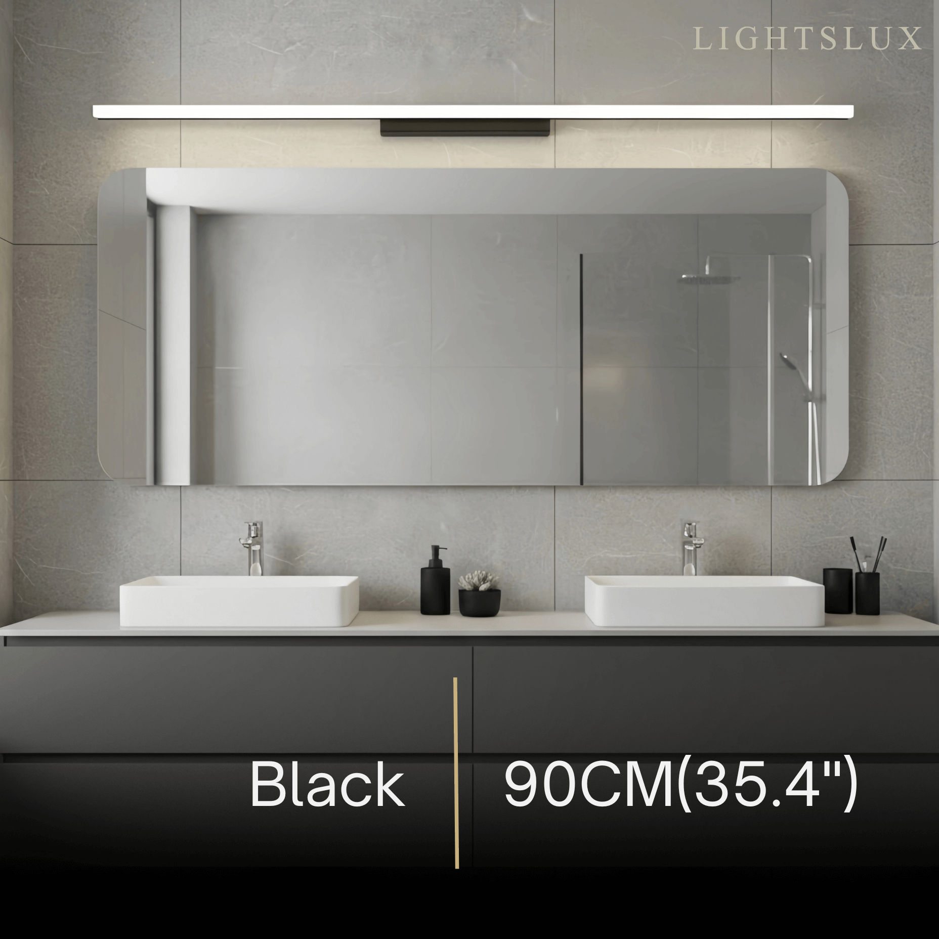 Minimalist Linear Vanity Wall Lamp – IP44 Metal in Black/Chrome Bathroom - Flindria