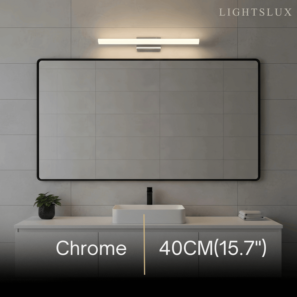 Minimalist Linear Vanity Wall Lamp – IP44 Metal in Black/Chrome Bathroom - Flindria