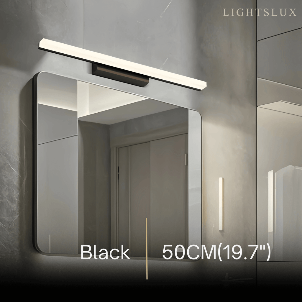 Minimalist Linear Vanity Wall Lamp – IP44 Metal in Black/Chrome Bathroom - Flindria