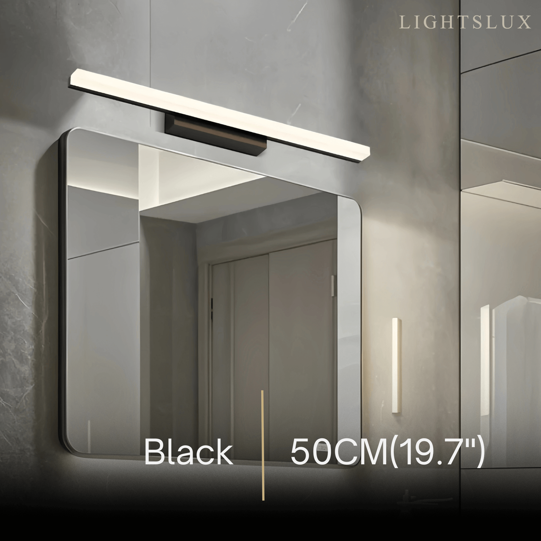 Minimalist Linear Vanity Wall Lamp – IP44 Metal in Black/Chrome Bathroom - Flindria