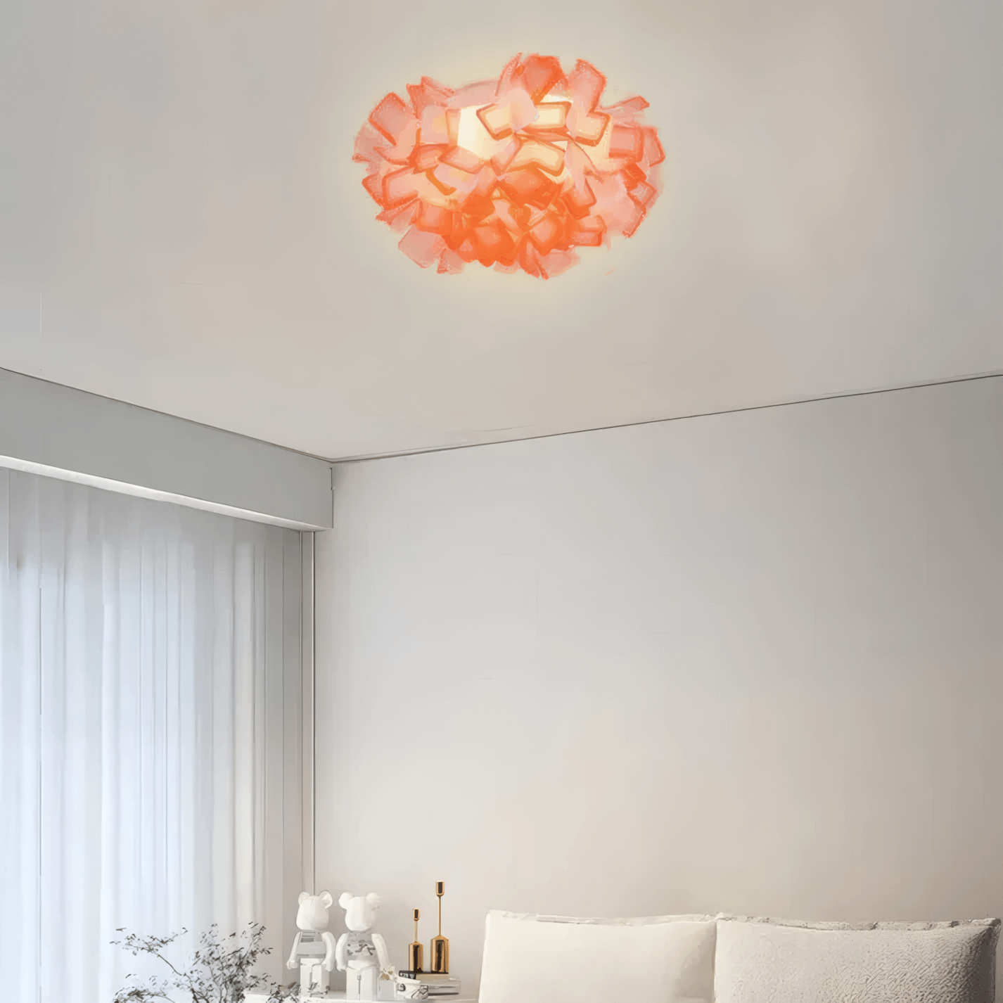 Art Deco Acrylic Ceiling Light - White Floral Design for Living Room - Flindria