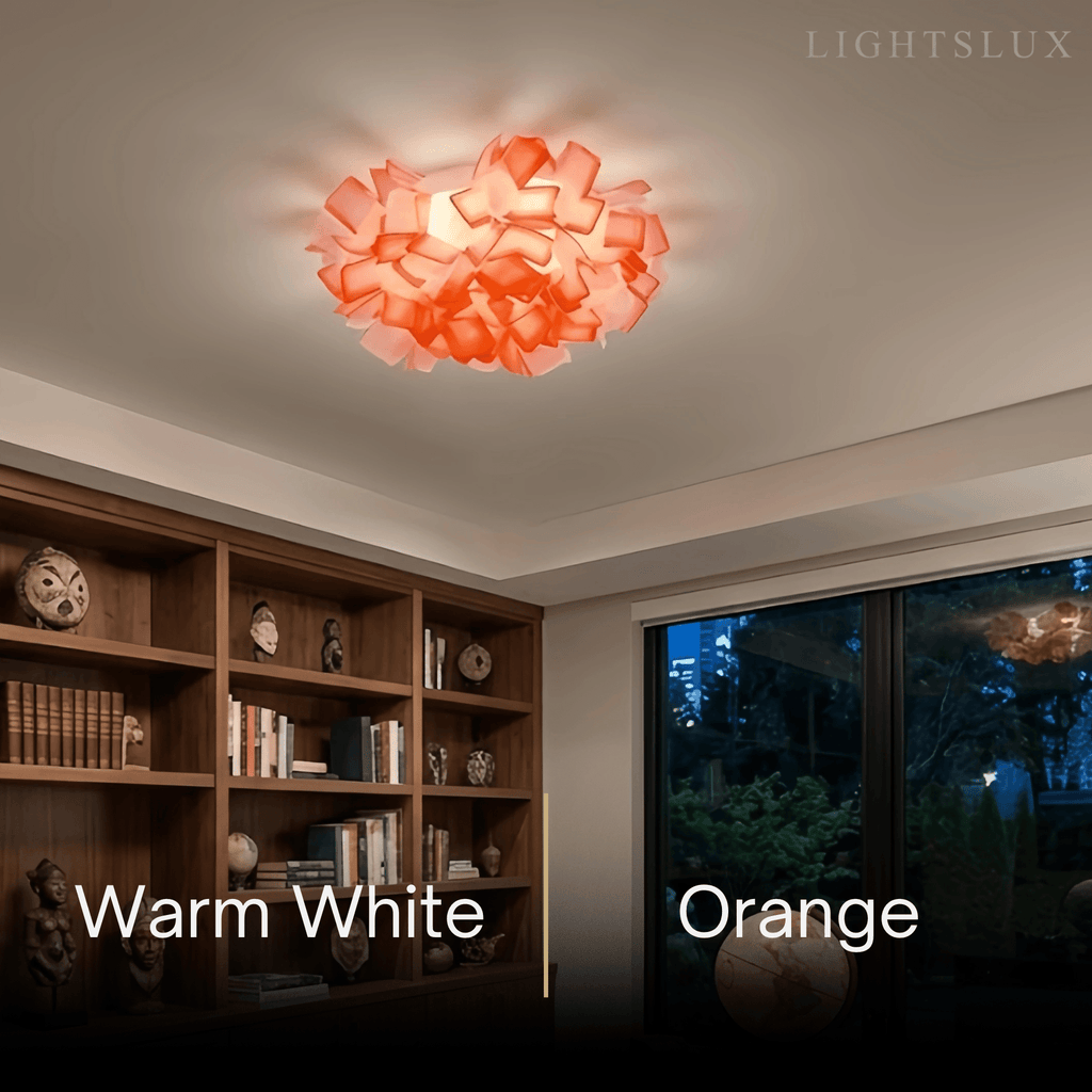 Art Deco Acrylic Ceiling Light - White Floral Design for Living Room - Flindria