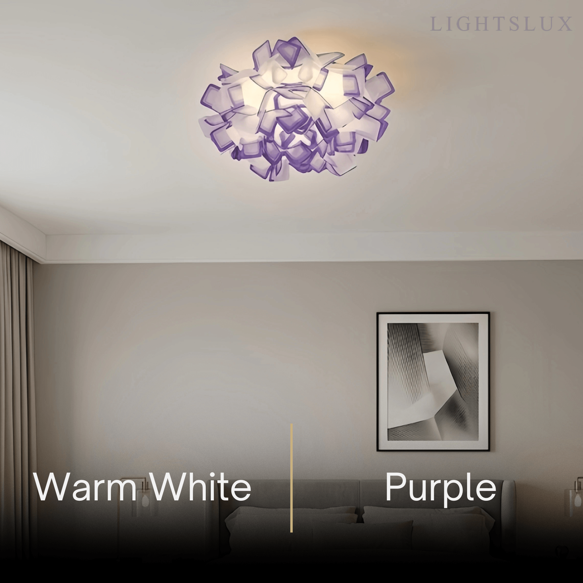 Art Deco Acrylic Ceiling Light - White Floral Design for Living Room - Flindria