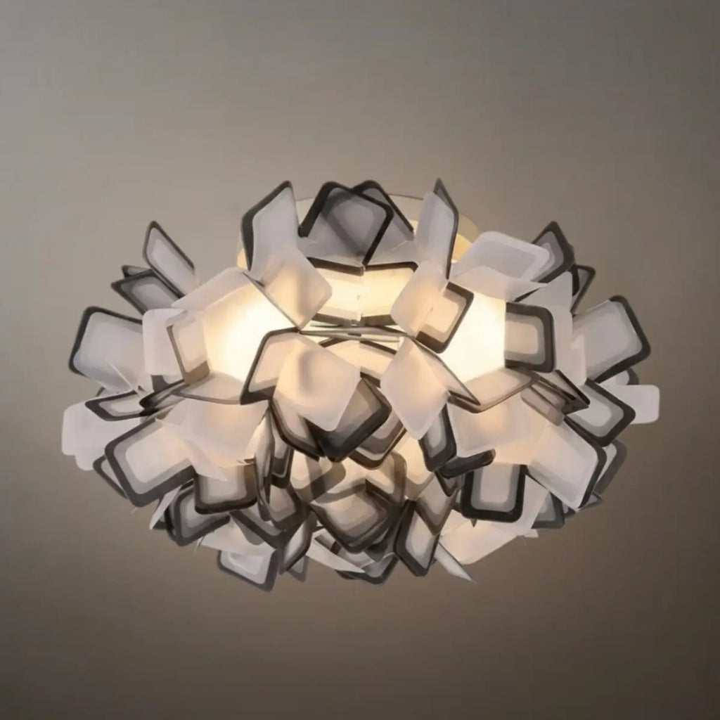 Art Deco Acrylic Ceiling Light - White Floral Design for Living Room - Flindria