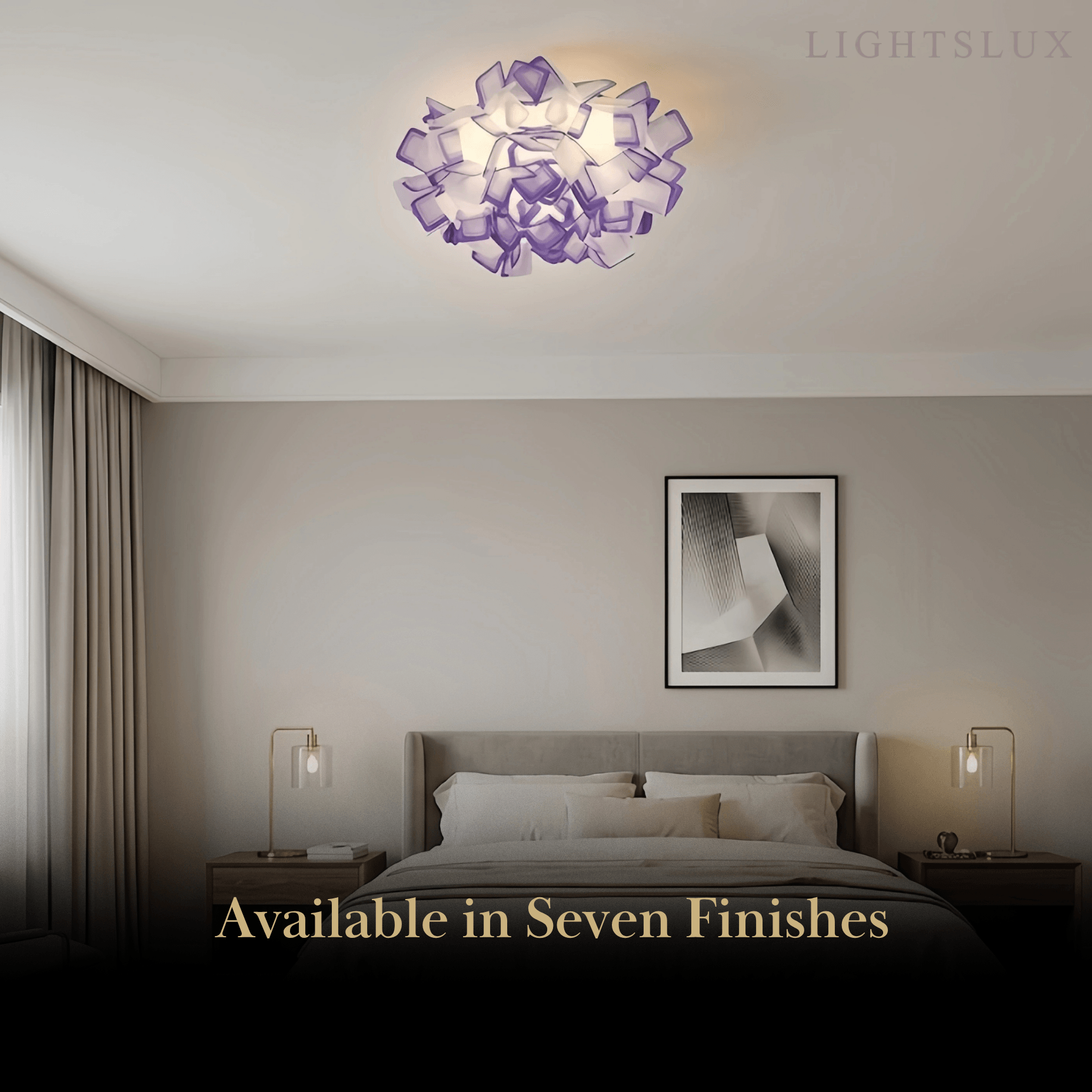 Art Deco Acrylic Ceiling Light - White Floral Design for Living Room - Flindria