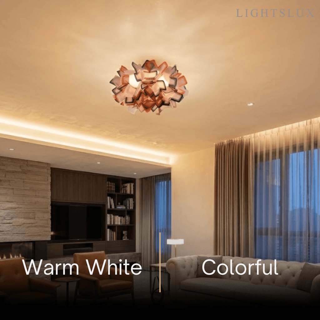 Art Deco Acrylic Ceiling Light - White Floral Design for Living Room - Flindria