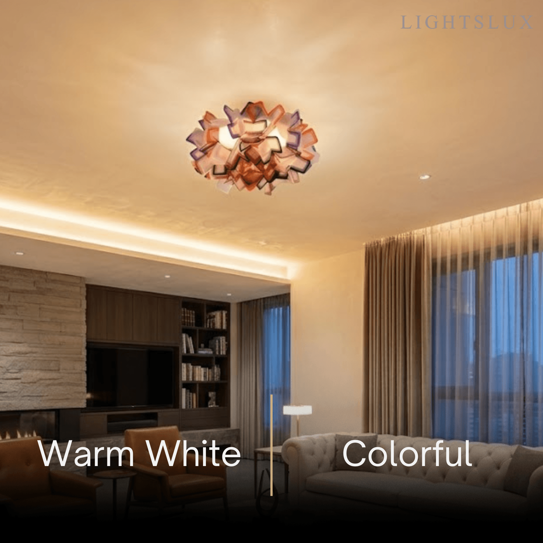 Art Deco Acrylic Ceiling Light - White Floral Design for Living Room - Flindria