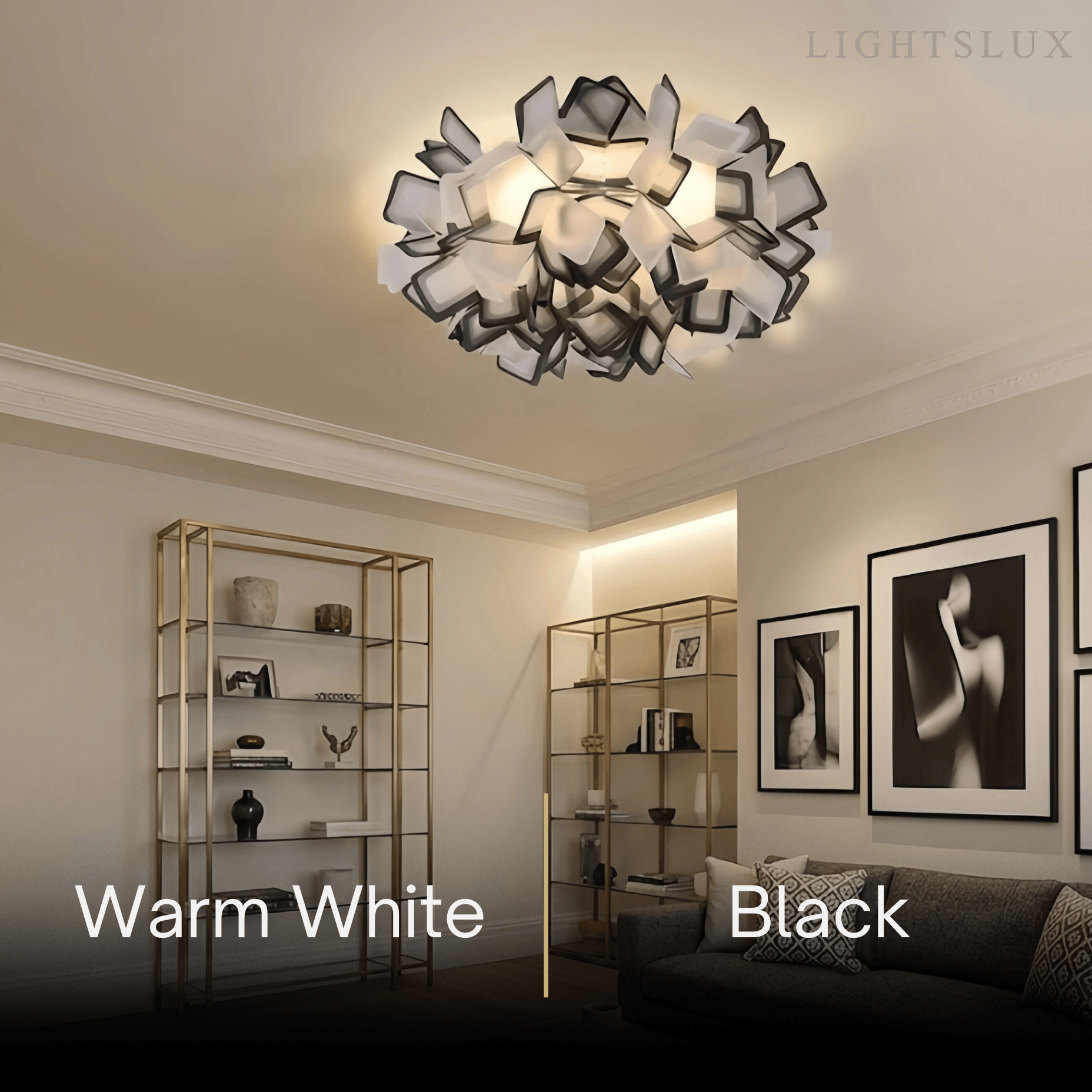 Art Deco Acrylic Ceiling Light - White Floral Design for Living Room - Flindria
