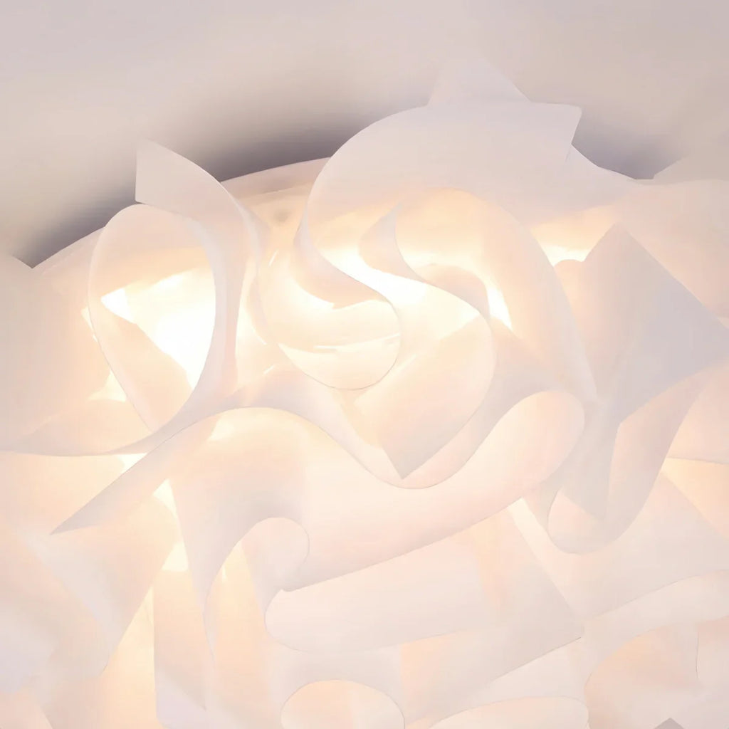 Art Deco Acrylic Ceiling Light - White Floral Design for Living Room - Flindria