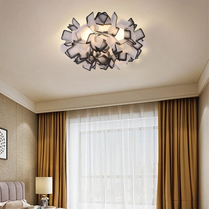 Art Deco Acrylic Ceiling Light - White Floral Design for Living Room - Flindria