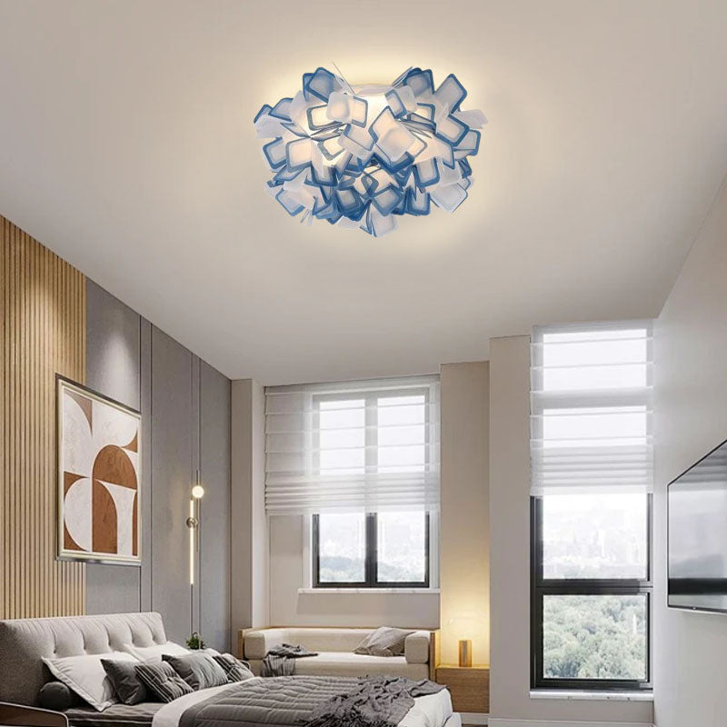 Art Deco Acrylic Ceiling Light - White Floral Design for Living Room - Flindria