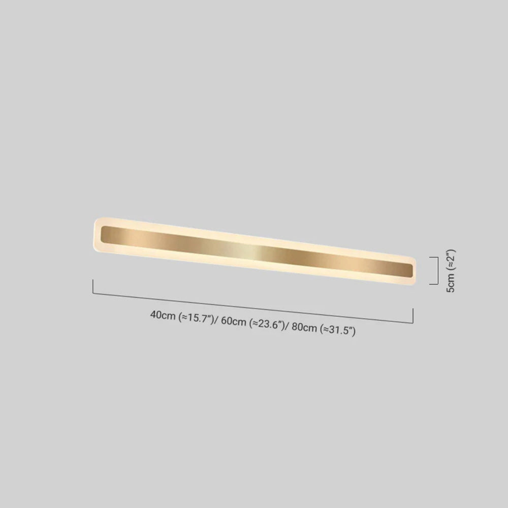 Lámpara de tocador dorada moderna — Rectángulo de metal y acrílico IP44 para dormitorio - Flindria