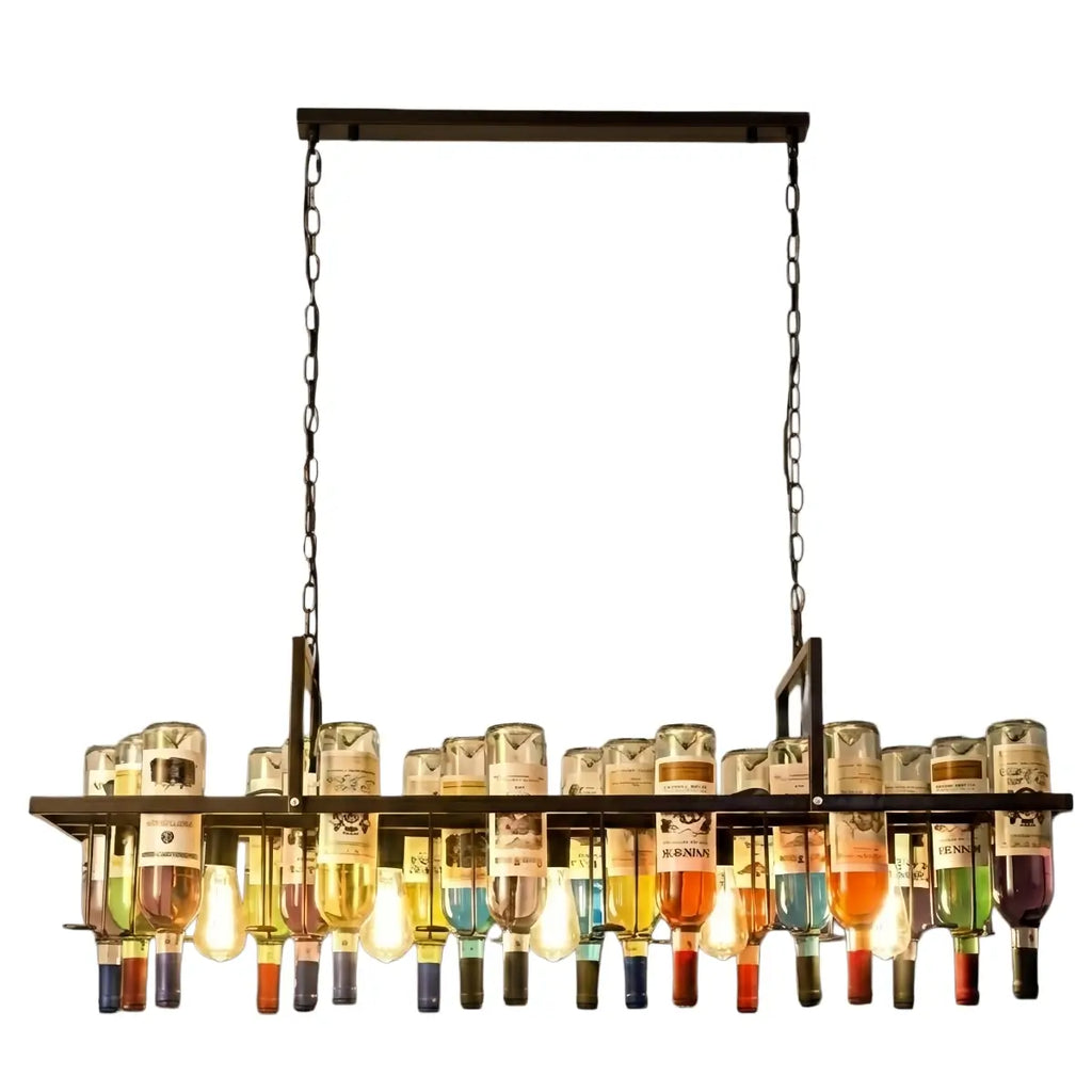Art Deco Wine Bottle Pendant Light - Rust Glass  Dining Room/Bar - Flindria