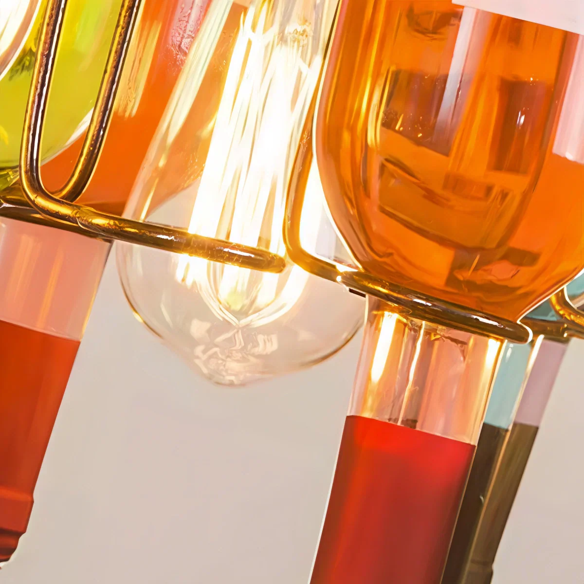 Art Deco Wine Bottle Pendant Light - Rust Glass  Dining Room/Bar - Flindria