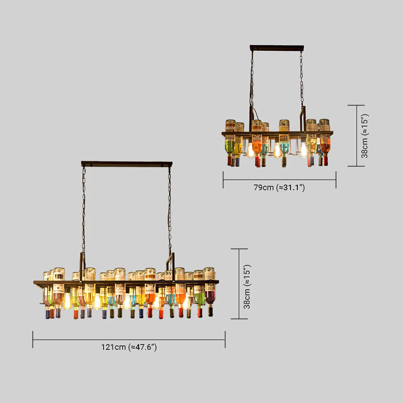 Art Deco Wine Bottle Pendant Light - Rust Glass  Dining Room/Bar - Flindria