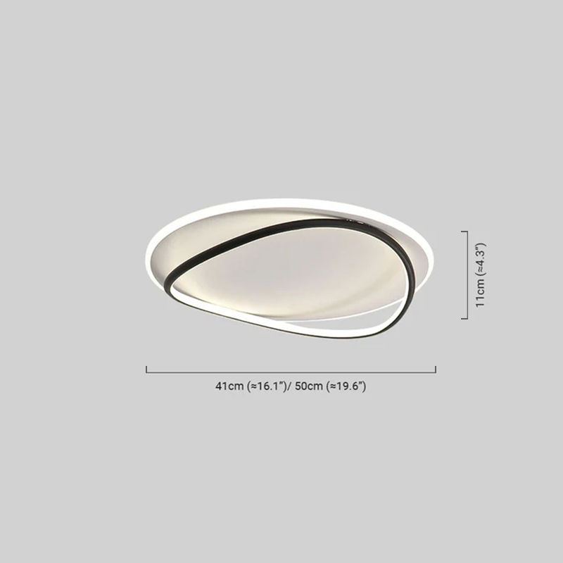 Moderne Ring-Deckenleuchte — dimmbar, weißes/schwarzes Metall für Arbeitszimmer - Flindria