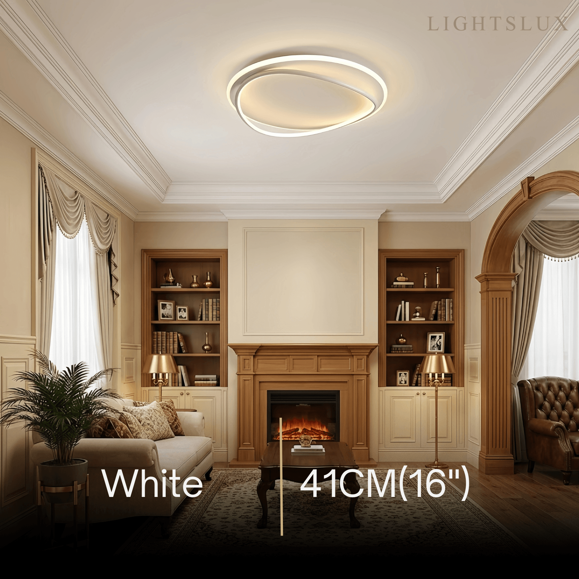 Moderne Ring-Deckenleuchte — dimmbar, weißes/schwarzes Metall für Arbeitszimmer - Flindria