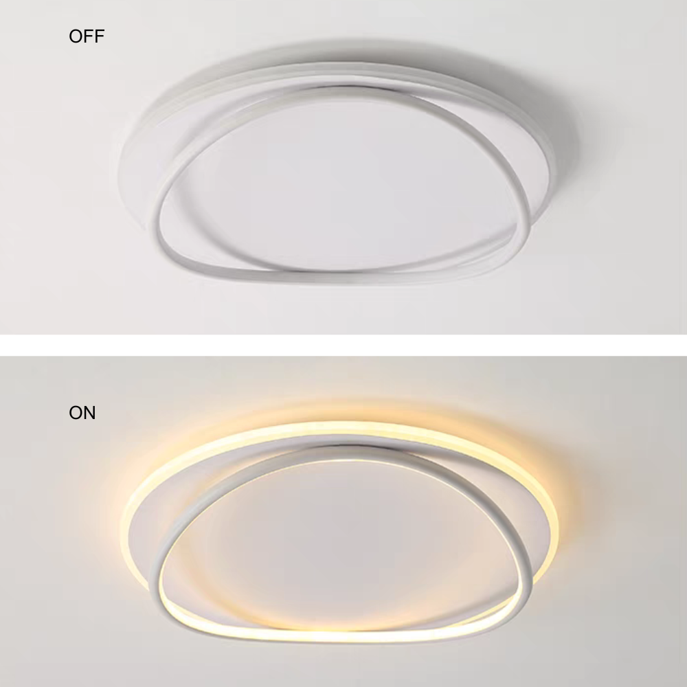 Moderne Ring-Deckenleuchte — dimmbar, weißes/schwarzes Metall für Arbeitszimmer - Flindria