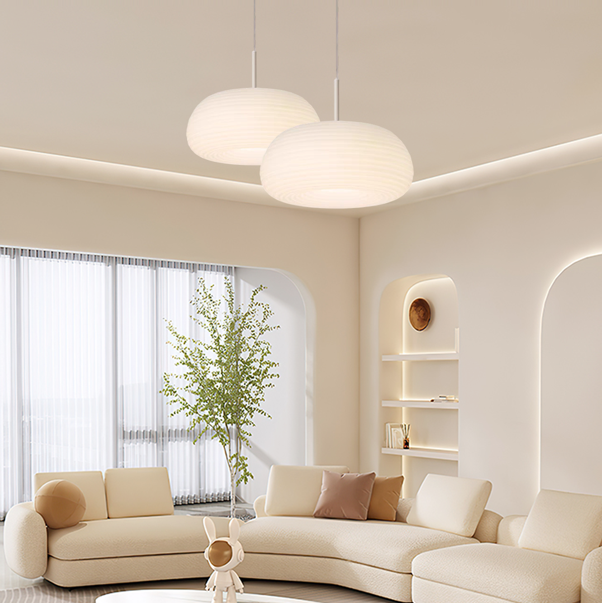 Modern Cloud Pendant Light - White Metal & Acrylic for Living Room - Flindria