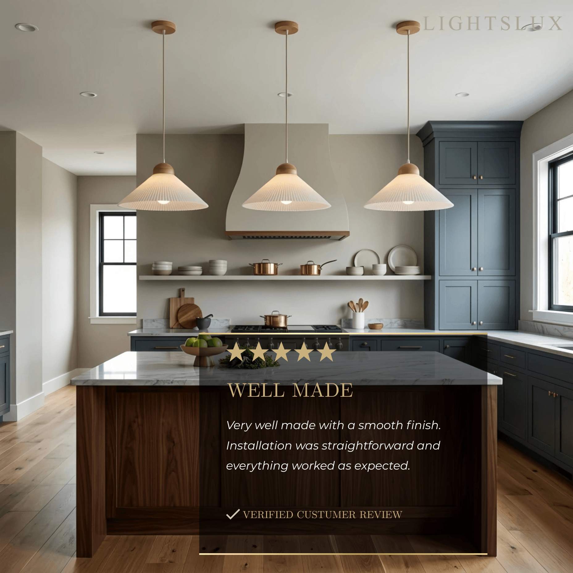 Modern Wood & Glass Pendant Light — Brown Conical Shade for Dining Room - Flindria
