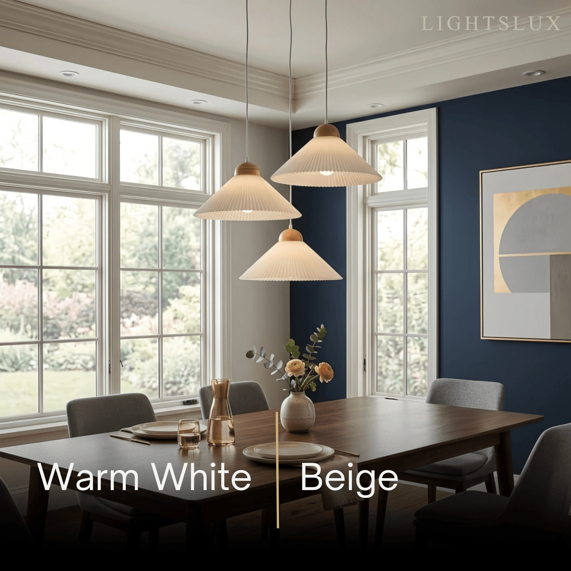 Modern Wood & Glass Pendant Light — Brown Conical Shade for Dining Room - Flindria