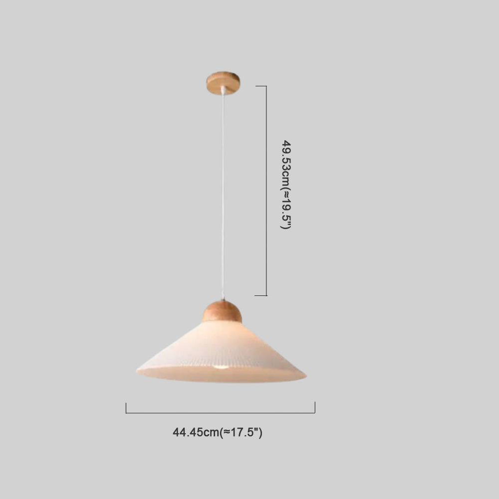 Modern Wood & Glass Pendant Light — Brown Conical Shade for Dining Room - Flindria