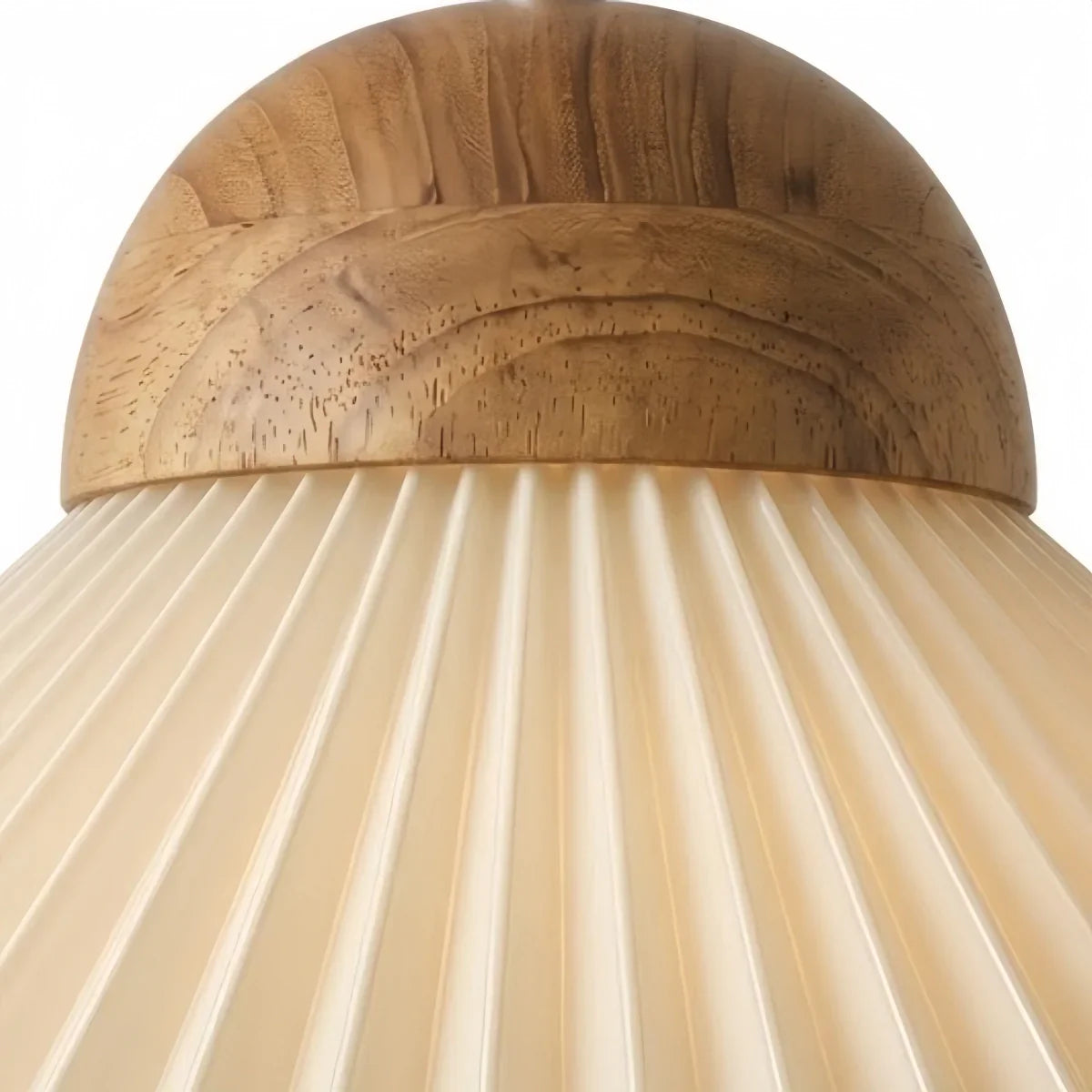 Modern Wood & Glass Pendant Light — Brown Conical Shade for Dining Room - Flindria
