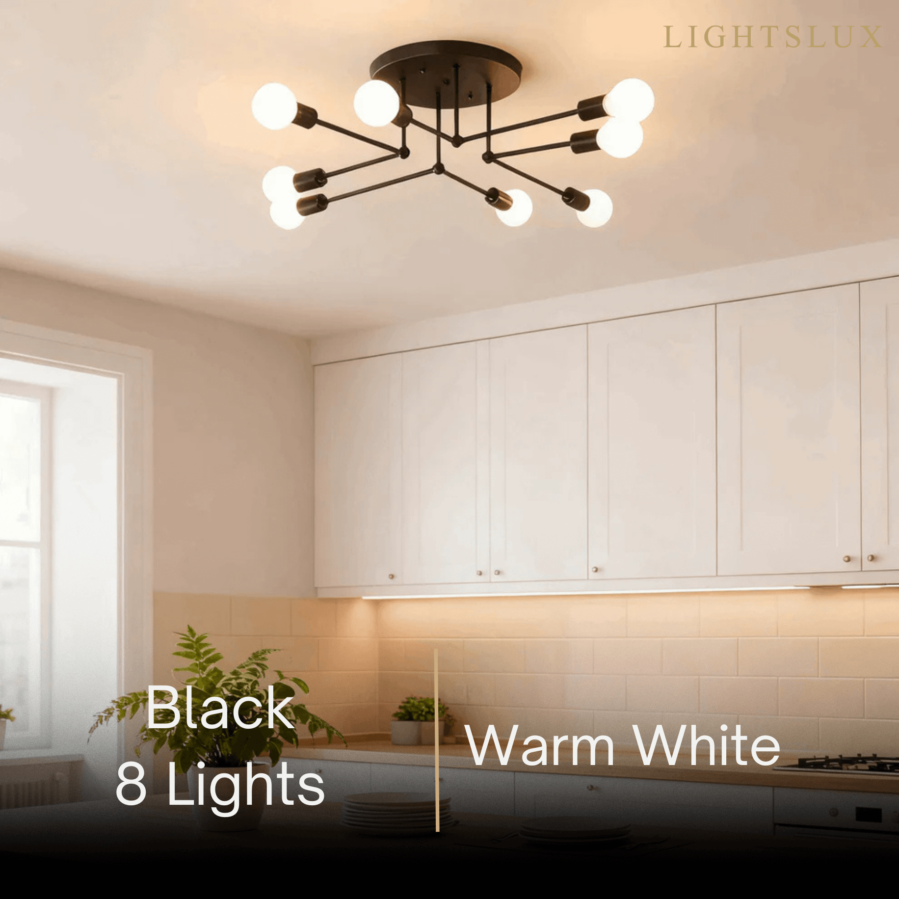 Royal Gold/Black LED Chandelier – Elegant Lighting for Living Room/Bedroom - Flindria