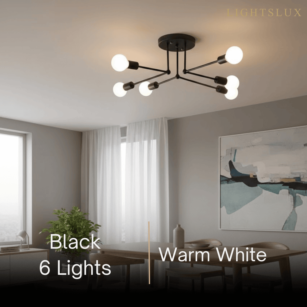 Royal Gold/Black LED Chandelier – Elegant Lighting for Living Room/Bedroom - Flindria