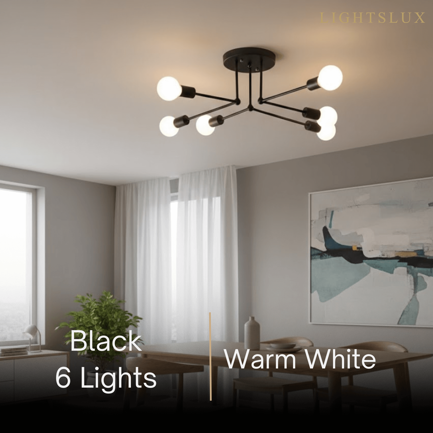 Royal Gold/Black LED Chandelier – Elegant Lighting for Living Room/Bedroom - Flindria